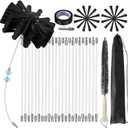 30Feet Chimney Sweep Kit - 6 in Brush Head, Dryer Vent Cleaner, Rotary Cleaning System for Flue/Fireplace/Sewage Pipe/Hood With 23 Nylon Flexible Rods