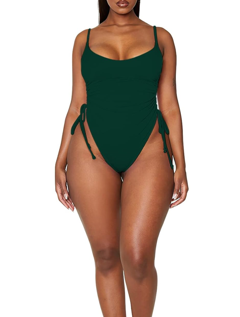 Women's Sexy One Piece Bathing Suit Tummy Control Swimsuit,M, Green