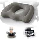 Portable Inflatable Orthopedic Seat Cushion – Adjustable Air Cushion for Office Chair, Car & Wheelchair – Ergonomic Donut Ring for Pressure Relief on Back & Thighs – Grey