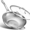 VEDNHOL Titanium Wok Pan,13in Pure Titanium Hammered Pro pans, Non Stick Skillet for Cooking, NonToxic, PFAS/PFOA/PTFE Free Cookware, Dishwasher&Oven Safe, Kitchen Induction Compatible