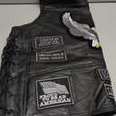 Motorcycle Genuine Leather Biker Vest for Men Club Style Classic Black With Patches (XX-Large, Black)