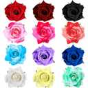 12 Pack Rose Hair Clip Flower 2.8'' Hairpin Floral Brooch Floral Hairclips Mexican Flowers Hairpin Party Supplies for Women Rose Hair Accessories Wedding Pack (Multi Colors)