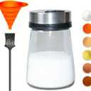 Salt Shaker or Pepper Shaker with Adjustable Pour Holes, 4inch Small Glass Bottle Spice Dispenser with Stainless Steel Lid for Himalayan Salt, Table Fine Corse Sea Salt, Black Pepper