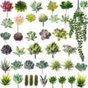 Yunsailing 40 Pieces Artificial Succulent Plants Faux Realistic Unpotted Mini Succulents for DIY Garden Home Office Indoor Decor (Fresh)