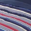 EMME Queen Comforter Set - 7-Piece Bed in a Bag for All Seaon, Ultra Soft Bedding Set with Comforter, Flat Sheet, Fitted Sheet, Pillowcase, Pillow Sham (Striped Navy & Red, Full/Queen)
