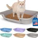 KittyGoHere Senior Cat Litter Box 1 Pack, Large Misty Gray Low Entrance Kitty Litter Box, Sized for Cats Comfort, Perfect for Senior and Arthritic Cats, Made in USA