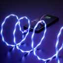 IHAO Multi Connectors Fast Charging Cable 3 Combinations in One Cable USB A to USB C/Micro USB Cord Lighted Up LED Flowing Compatible with Most of Electric Device-47 Inches Blue