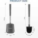 SetSail Toilet Brush and Holder 2 Pack, Self Closing Lid Toilet Bowl Brushes Holder and Extra Long Handle Ventilated Toilet Brush Set for Bathroom Cleaning, Nylon Bristles, Grey