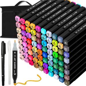 Tommax 80 Colors Alcohol Markers with Case, Dual Tip Sketch Alcohol Markers Set for Kids Adults Artists Painting, Coloring, Sketching and Drawing Alcohol Based Markers Pen