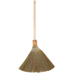 Natural Corn Whisk Broom Handwoven Traditional Vietnamese Soft Bristle Sweeper with Handle for Indoor Floor Cleaning in Living Room Kitchen Bedroom
