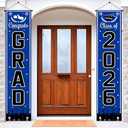 OHOME Graduation Decorations 2026 2027 - Blue Congrats Grad Porch Banner for Graduation Party Decorations - Class of 2026 - Party Favors Supplies Backdrop Yard Signs Decor Pack of 2