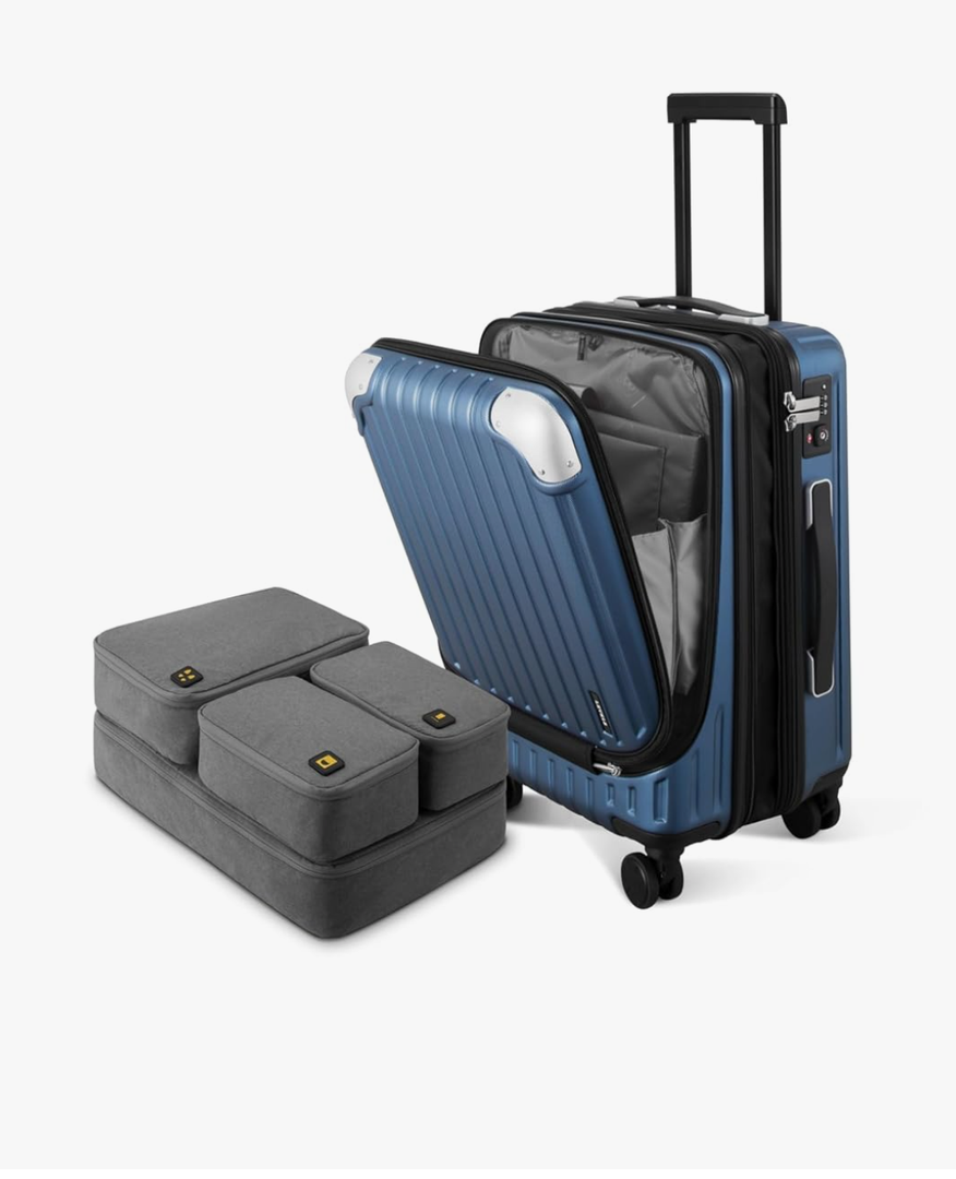 LEVEL8 Grace Carry On Luggage Airline Approved, 20 Inch Expandable Hardside Carry On Suitcase With Wheels, Abs+Pc Small Luggage with TSA Lock, Blue, 20-Inch