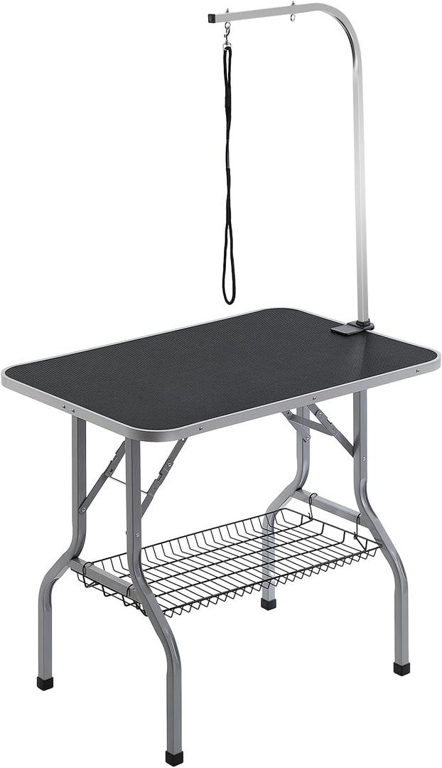 VEVOR Pet Grooming Table Arm with Clamp, 36''x24'' Dog Grooming Station, Foldable Pets Grooming Stand for Medium and Small Dogs, Free No Sit Haunch Holder with Grooming Loop, Bearing 330lbs