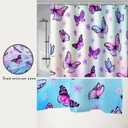 AILONEN Pink Butterfly Girls Shower Curtain for Bathroom Decor, Beautiful Floral Women Bath Curtain 72" W*72" H Polyester Waterproof With 12 Hooks