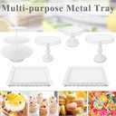 Set of 9 Cake Stands Metal Cupcake Stand Set Multiple Styles Candy Fruit Display Tower Dessert Plate Cake Serving Tray for Birthday Party Wedding Anniversary Baby Shower Engagement (White)