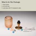 MAINDECO Mid Century Glass Table Lamp,Dimmable Desk Lamp,LED Bulb Included,Timer Build-in,Cognac Amber Ribbed Glass
