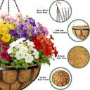 3 x 4 Pack 14 Inch Hanging Planters for Outdoor Plants, Black Metal Wire Hanging Flower Baskets with Coco Coir Liner, Large Hanging Plant Pots for Garden, Patio, Balcony, Indoor Home Decor