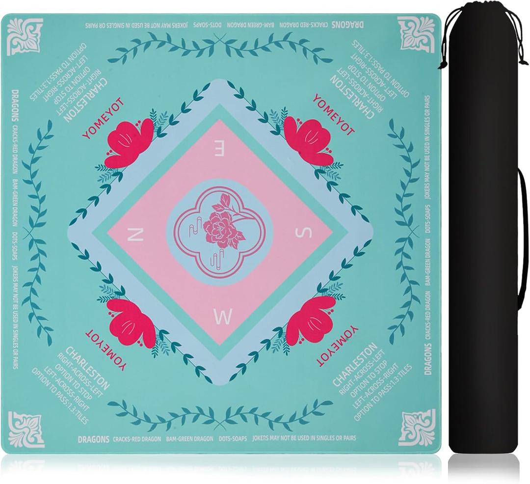 YOMEYOT Mahjong Mat for Table Noise Reduction Non Slip Mahjong Table Mat for Playing Card, Mahjong,Poker,Board Games 31.5"x31.5" Size Green