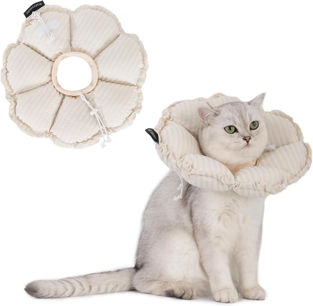 H HIDREAM Soft Cat Cone Collar Cute Adjustable Cat Recovery CollarElizabethan e Collar that can Protect Head and Foot WoundsEgg White All-Season Style, M