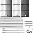 Grill Parts for Charbroil Performance 4-Burner 463352521 463354021 463365021 463365522 463366022, 17 inch Cooking Grate, Burner and Heat Plate for Charbroil Grill Replacement Parts 463351221 (17"L, 4-Burner Kit)