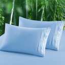 100% Viscose Derived from Bamboo Pillow Cases Set of 2, Breathable Cooling Pillowcases for Hot Sleepers, 600 Thread Count, Silky Soft, Standard Size, Blue