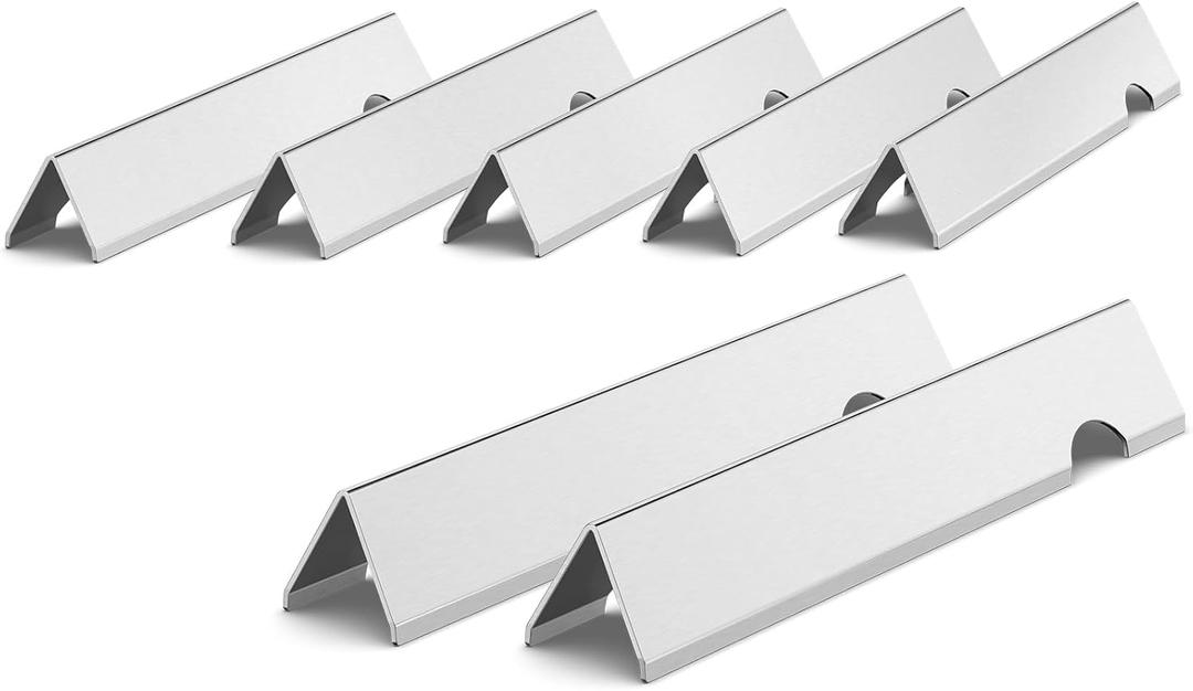 QuliMetal 66033 Flavorizer Bars for Weber Genesis II/ LX 400 Series Gas Grills, Porcelain Steel Heat Plates Replacement Parts for Weber 66033/ 66796, Stainless Steel, 17GA