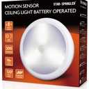 STAR-SPANGLED 6.3 Motion Sensor Ceiling Light Indoor AA or D-Cell Battery Operated for Hallway, Stairs, Basement, Garage, Laundry Area, Closet, Natural White, AA to D Battery Adapters Included