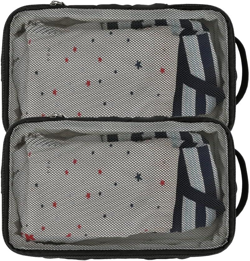 MOMIGO Baby Diaper Bag Organizer Pouches - 2 Pack Waterproof Pod Hanging Diaper Bag Mesh Bag Reusable, Washable or Baby Cloth Diapers (Black)