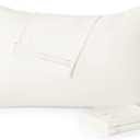 YIYEA Pillow Cases Standard Size Set of 4, Ultra Soft 1800TC Hotel Quality Double Brushed Microfiber Embroidered Pillowcases, Envelope Closure, Fade Resistant (20"x26", Ivory)