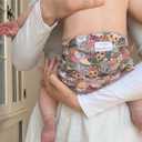 Esembly Cloth Diaper Bundle Set - 3 Organic Cotton Absorbent Inners and 1 Waterproof Outer Diaper Cover - Reusable, Washable, Snap Closure Cloth Diapers - Size 1 (7-17lbs), Aloe