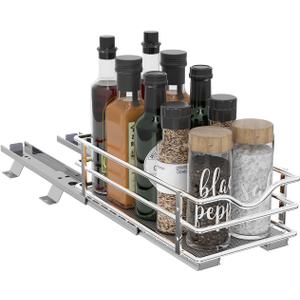 OCG Pull Out Spice Rack Organizer8.3" W x 10.4" D for Cabinet, Slide Out Seasoning Organizer Fits Spices, Sauces, Cans etc