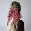 AEGYPIUS Red Hair Bow, 14.9 x 7.8 Inches Christmas Red Hair Bows Plaid Hair Bow for Hair for Women Girls