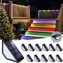 SOLPEX Solar Step Lights for Outside, 24 LEDs Solar Stair Lights Outdoor Waterproof Decor for Porch, Front Door, Stair, Step, Deck, Fence, Balcony, Patio, Wall, Yard, Garden(12 Pack,RGB) (RGB (Red, Green, Blue))