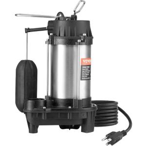 VEVOR Submersible Sump Pump, 0.75HP 5000GPH, 28 FT Lift Cast Iron Sewage Water Pump with 10 ft Power Cord and Automatic Float Switch, Stainless Steel for Clean Flooded Basement Yard Farm Sewer