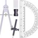 Professional Compass for Geometry Set, Metal Compass with Wheel and Lock for Geometry, Drawing Compass Tool, Circle Drafting Tool, and 6 Inch Math Protractors 180 Degree (Silver)