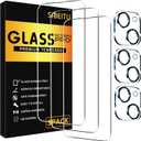 SIBEITU 3 Pack Screen Protector for iPhone 15 with 3 Pack Camera Lens Protector, 6.1 Inch HD Clear 9H Hardness Tempered Glass Film, Scratch Resistent, Easy Installation, Bubbles Free
