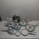 Mueller 16-Piece Non-Stick Stone Cookware Set with Steamer and Glass Lids, Turquoise
