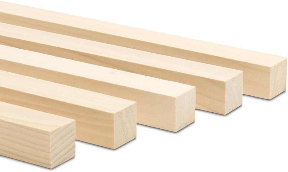DIY Wooden Square Dowel Rod 1-inch x 48 Pack of 10 Hobby Wood Sticks for Crafts, Wood Trim & Architecture Model Making, by Woodpeckers