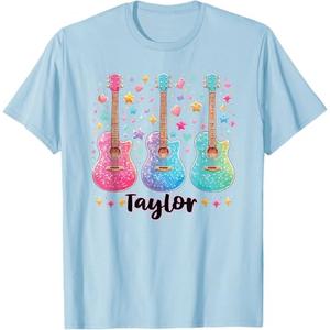 Girl Taylor First Name Personalized Groovy 80's Pink T-Shirt (Black), L
