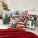 OTOSTAR Set of 4 Grey Christmas Throw Pillow Covers 18x18 Inch Winter Xmas Decorative Pillow Case Cover for Sofa Living Room Holiday Decor (Red- Snowman and Elk)