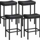 HOOBRO Bar Stools,Set of 4 Bar Chairs, Counter Height Stools, Saddle Barstools, Set of 4 Kitchen Stools, 24.8 Inches Barstools, 2.4" Thick Upholstery, for Kitchen, Dining Room, Black BB10BYP401