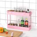  Slim Storage 2 Tier,Bathroom Organizer ,Mobile Shelving Unit Slide Out for Office, Kitchen, Laundry Room & Narrow Places,Pink