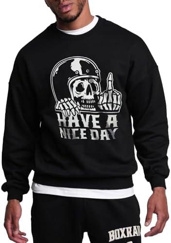 EHOMIHOM Men's Skeleton Vintage Skull Crewneck Halloween Sweatshirt XL