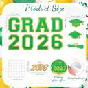 Yinkin Graduation Ribbon Leis Set Class of 2026 Handmade Double Braided Necklace Adjustable Includes Silk Leis Grad Cutouts 2026 Pendant for Graduation Party Accessories(Green,Gold)