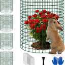 4 Pack 12x16 Inch Plant Protector Cages, Metal Garden Cages for Animals | Plant Protection Barrier, Garden Cloche, Stakes & Zip Ties, Rabbit Squirrel Defense, Seedlings, Flowers, Vegetable Beds