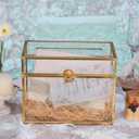 NCYP Small 9.8 x 5.6 x 7.7 Inch Wedding Glass Cards Box with Slot - Gold Envelope Card Holder for Birthday Party Reception, Home Indoor Decor - Slot Length 7.1 Inches (No Lock)