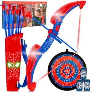 Bow and Arrow Set for Kids, Archery Shooting Set with Led Light Up Bow & 10 Suction Cup Arrows & Arrow Quiver and Target, Outdoor Indoor Sports Game Hunting Toy, Christmas Birthday Gift for Boys Girls