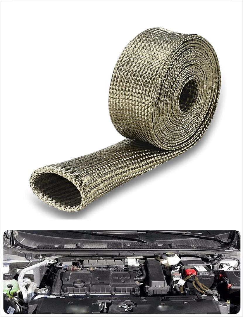 Heat Shield Sleeve Fuel Line Heat Shield Auto Hose Spark Plug Wire heat Shield Protectors Boots Roll 2500 Degree for Car&Auto Wire Loom Brake Cable (1/2" IDX10', Titanium)