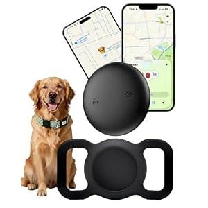 Waterproof Tracker Dog Collar Holder, GPS Dog/Cat Trackers (Smart Tag Included), Works with iOS (Only) Find My App, for Dogs Cats Pets -1 Pack Black