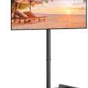 Perlegear Rolling TV Stand, Mobile TV Stand on Wheels for 13-50 inch TVs with Height Adjustment & 30° Tilt, Portable TV Cart with Wheels Holds 44lbs, Max VESA 200x200mm for Living Room, Bedroom